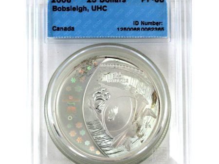 2008 Canada $25 Bobsleigh Olympic Sterling Silver CCCS Certified PF-68 UHC (Toning) For Sale