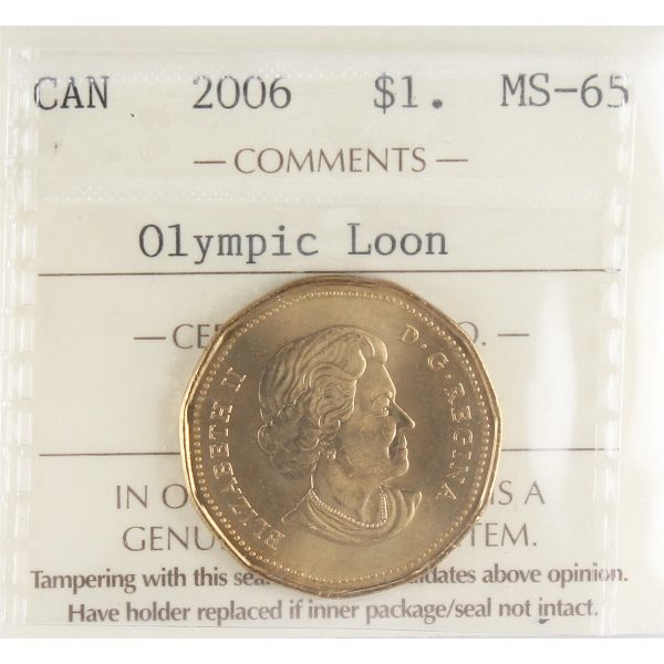 2006 Canada Olympic Canada Dollar ICCS Certified MS-65 Discount