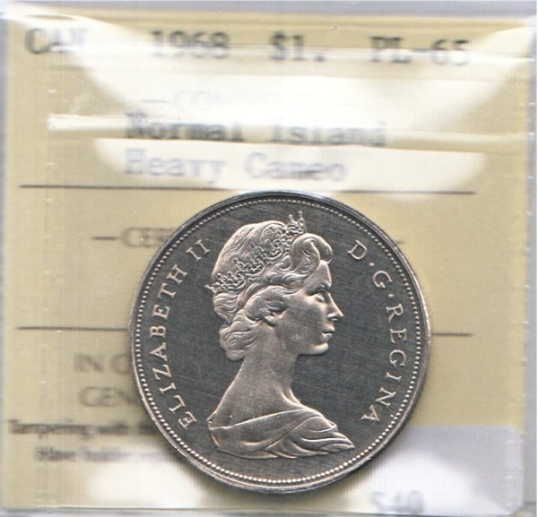 1968 Normal Island Canada Dollar ICCS Certified PL-65 Heavy Cameo Fashion