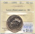 1999 Canada Loon Dollar ICCS Certified MS-66 NBU Sale