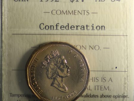 1992 Canada Confederation Loon Dollar ICCS Certified MS-64 For Sale