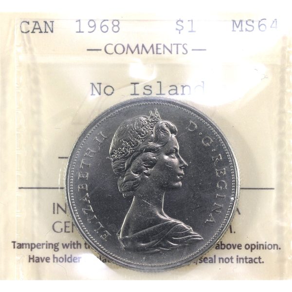 1968 No Island Canada Dollar ICCS Certified MS-64 Fashion