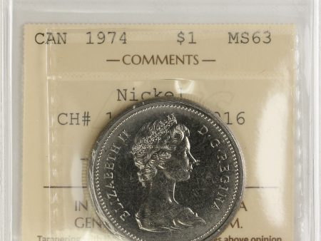 1974 Canada Nickel Dollar ICCS Certified MS-63 CH# 1974 Rev-016 (VCR #15) Fashion