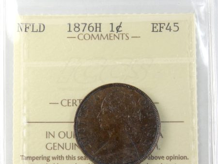 1876H Newfoundland 1-cent ICCS Certified EF-45 Fashion