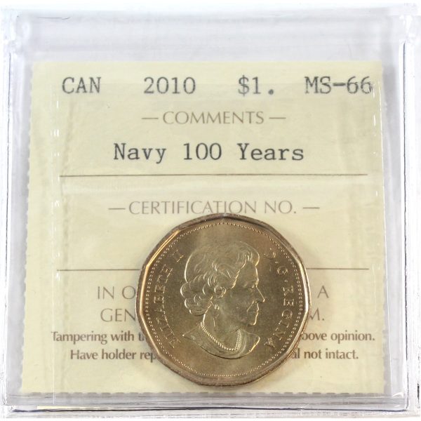 2010 Navy 100 Years Canada Dollar ICCS Certified MS-66 on Sale