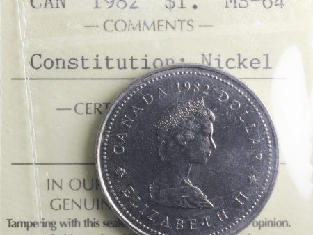 1982 Constitution Canada Nickel Dollar ICCS Certified MS-64 Online Hot Sale