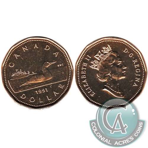 1991 Canada Loon Dollar Brilliant Uncirculated (MS-63) Hot on Sale