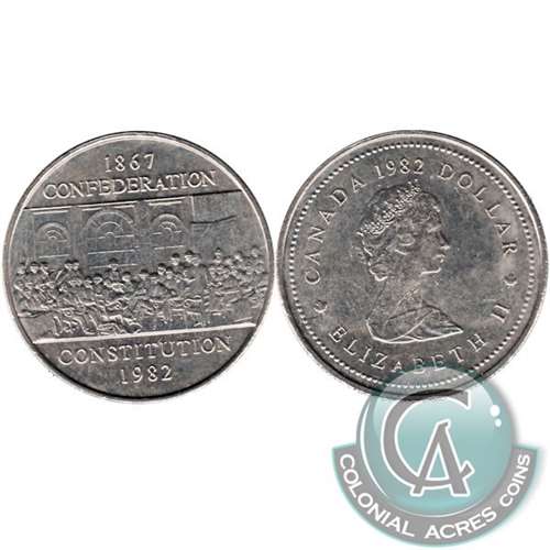 1982 Constitution Canada Nickel Dollar Circulated Online now