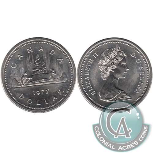 1977 Var. 1 Att. Jewel SWL Canada Nickel Dollar Brilliant UNC. (MS-63) For Cheap