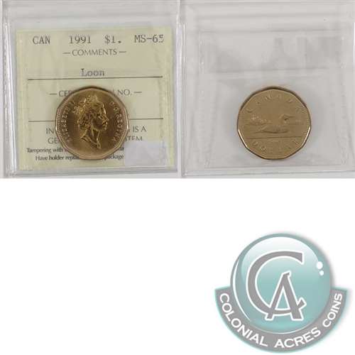 1991 Canada Loon Dollar ICCS Certified MS-65 Online now