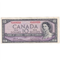 BC-40b 1954 Canada $10 Beattie-Rasminsky, X T, VF-EF on Sale