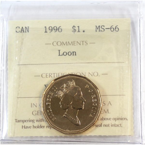 1996 Canada Loon Dollar ICCS Certified MS-66 Supply