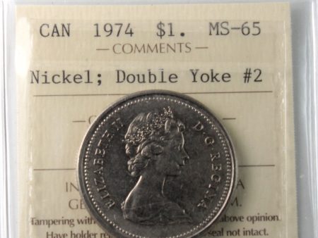 1974 Double Yoke #2 Canada Nickel Dollar ICCS Certified MS-65 Sale