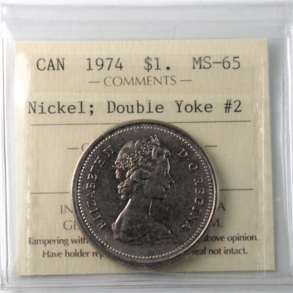 1974 Double Yoke #2 Canada Nickel Dollar ICCS Certified MS-65 Sale