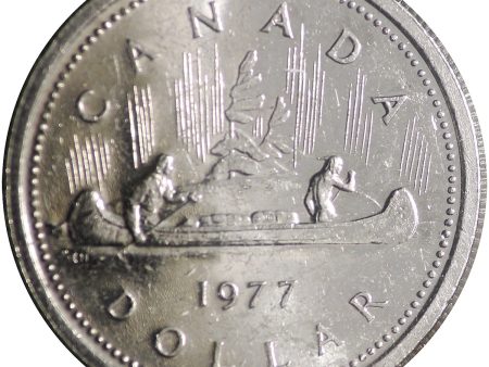 1977 Var. 2 Det. Jewel LWL Canada Nickel Dollar Almost UNC (AU-50) Online Hot Sale