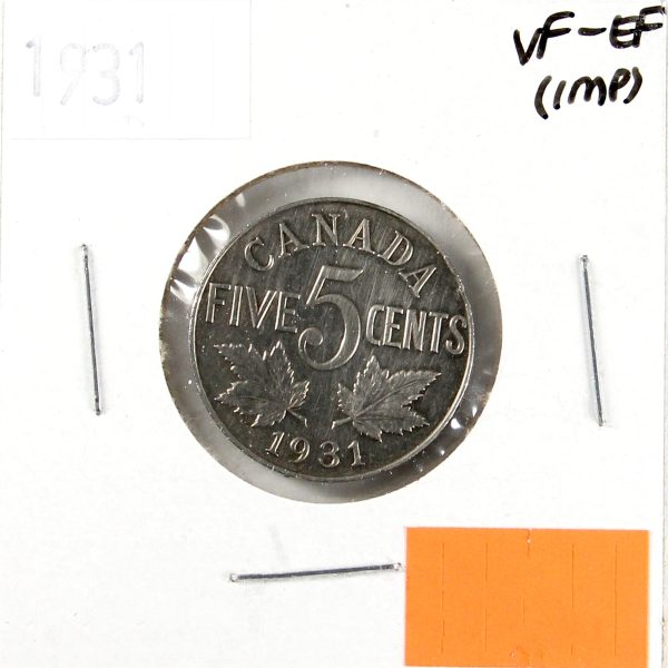 1931 Canada 5-cents VF-EF (VF-30) Scratched, nicks, or impaired For Discount