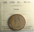 1988 Canada Loon Dollar ICCS Certified MS-64 Supply