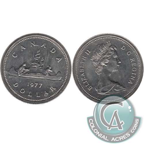 1977 Var. 2 Det. Jewel LWL Canada Nickel Dollar Brilliant UNC. (MS-63) For Discount