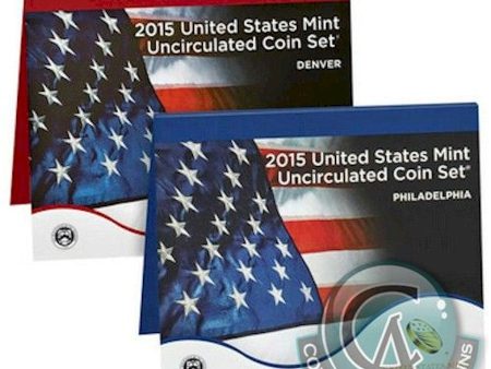 2015 USA Uncirculated Coin Set, P&D Mints (Some wear on folders) For Discount