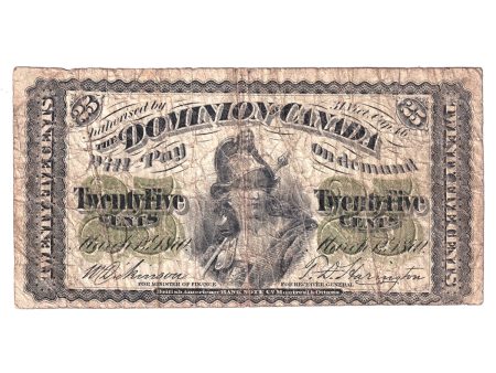 1870 DC-1c Canada 25ct note Plain Series Very Good (small pinholes) For Discount