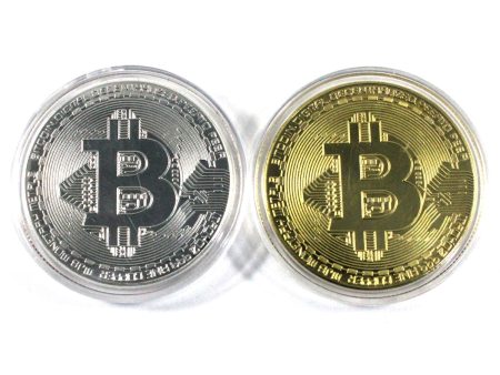 Pair of Bitcoin Silver- and Gold-coloured Medallions, 2Pcs Fashion