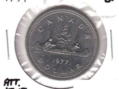 1977 Var. 1 Att. Jewel SWL Canada Nickel Dollar Choice Brilliant UNC (MS-64) For Cheap