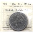 1974 Double Yoke Canada Nickel Dollar ICCS Certified MS-64 For Discount