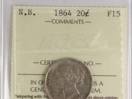 1864 New Brunswick 20-cents ICCS Certified F-15 Cheap