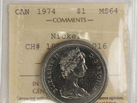 1974 Canada Nickel Dollar ICCS Certified MS-64 CH# 1974 Rev-015 For Cheap