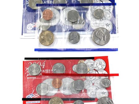 2004 USA Uncirculated Coin Set, P&D Mints (May have minor toning; envelopes light wear) Supply