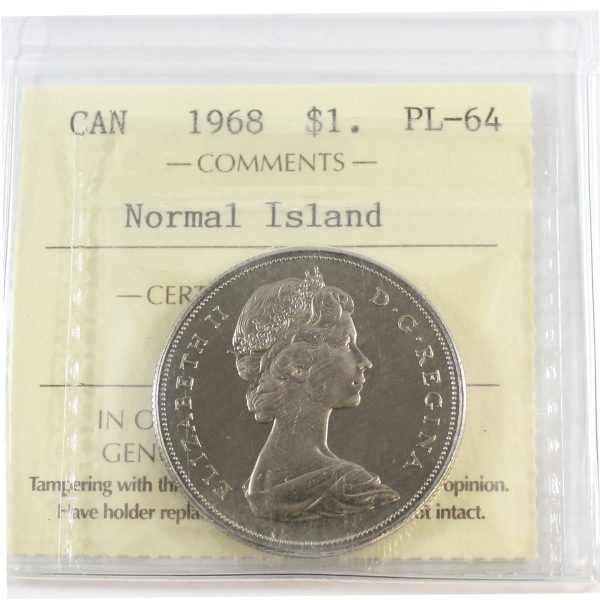 1968 Normal Island Canada Dollar ICCS Certified PL-64 For Discount