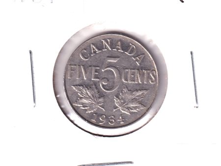 1934 Canada 5-cents VF-EF (VF-30) Scratched, toned, or impaired Supply