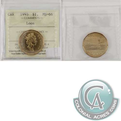 1993 Canada Loon Dollar ICCS Certified MS-66 Hot on Sale