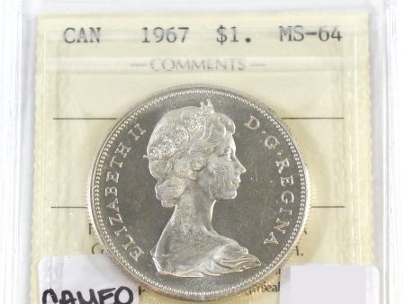 1967 Canada Dollar ICCS Certified MS-64 Cameo For Discount