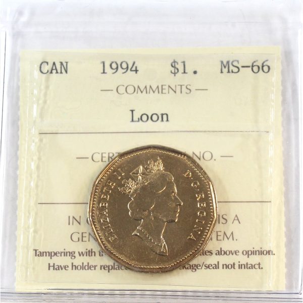 1994 Canada Loon Dollar ICCS Certified MS-66 Discount