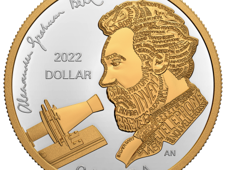 2022 Canada Alexander Graham Bell Gold Plated Silver Dollar in Square Capsule (No Tax) Online