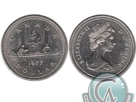 1977 Var. 1 Att. Jewel SWL Canada Nickel Dollar Uncirculated (MS-60) For Discount