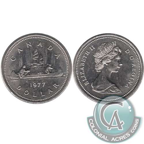 1977 Var. 1 Att. Jewel SWL Canada Nickel Dollar Uncirculated (MS-60) For Discount