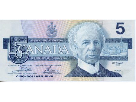 BC-56a 1986 Canada $5 Crow-Bouey, ENA, AU-UNC on Sale