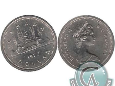 1977 Var. 2 Det. Jewel LWL Canada Nickel Dollar UNC+ (MS-62) Online Hot Sale