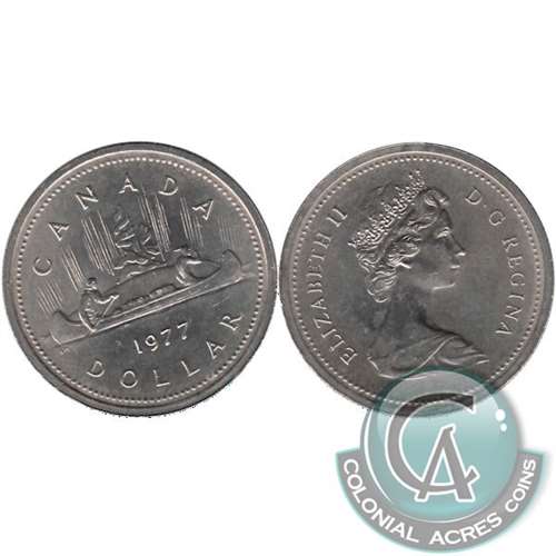 1977 Var. 2 Det. Jewel LWL Canada Nickel Dollar UNC+ (MS-62) Online Hot Sale