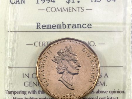 1994 Remembrance Canada Dollar ICCS Certified MS-64 Online Hot Sale