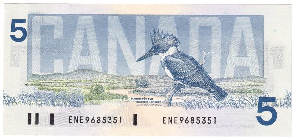 BC-56a 1986 Canada $5 Crow-Bouey, ENE, AU-UNC on Sale