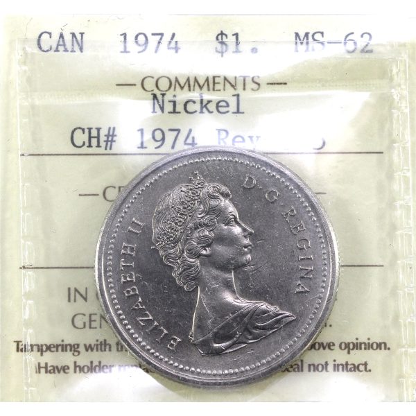 1974 Canada Nickel Dollar ICCS Certified MS-62 CH# 1974 Rev-005 Hot on Sale