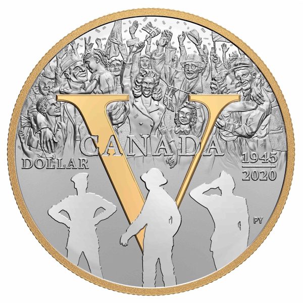 2020 Canada 75th Ann. of V-E Day Gold Plated Fine Silver in Square Capsule (No Tax) For Cheap