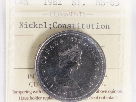 1982 Constitution Canada Nickel Dollar ICCS Certified MS-65 For Cheap