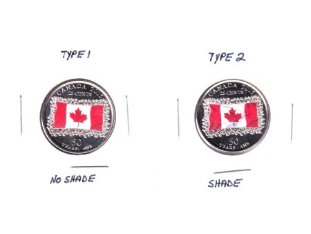 Pair of 2015 Canada Coloured Flag 25-cents - Shade & No Shade, UNC or Better, 2Pcs Online Hot Sale