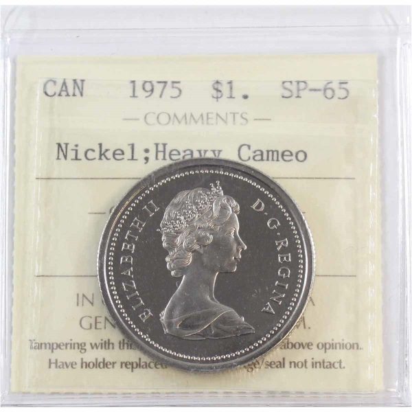 1975 Canada Nickel Dollar ICCS Certified SP-65 Heavy Cameo For Sale