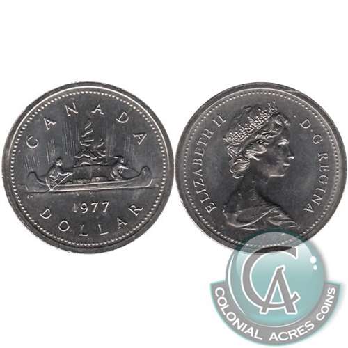 1977 Var. 3 Det. Jewel SWL Canada Nickel Dollar Brilliant UNC. (MS-63) on Sale