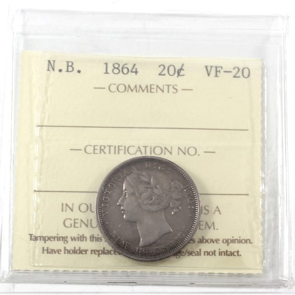 1864 New Brunswick 20-cents ICCS Certified VF-20 Online